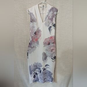 Ted Baker ivory bouquet bodycon dress